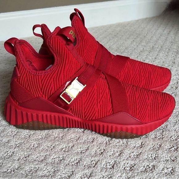 Puma Stunning Defy Mid Varsity Ribbon Red Sneakers with Sock-Like Collar🔥🔥🔥 - Picture 1 of 5